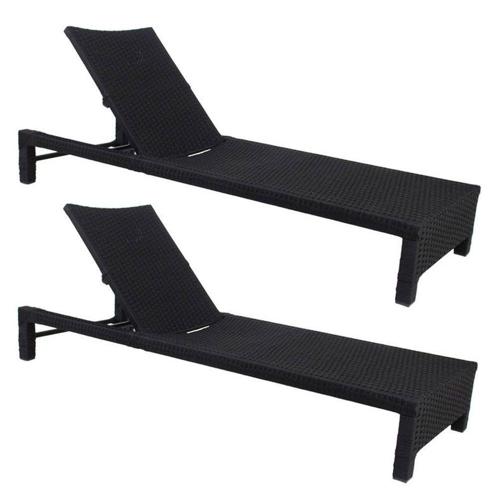 2 Espreguiçadeiras Grécia Em Alumínio E Corda Náutica Com Mesa Piscina Preto - 1