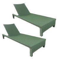 2 Espreguiçadeiras Grécia Em Alumínio E Corda Náutica Com Mesa Piscina Azul Escuro - 6