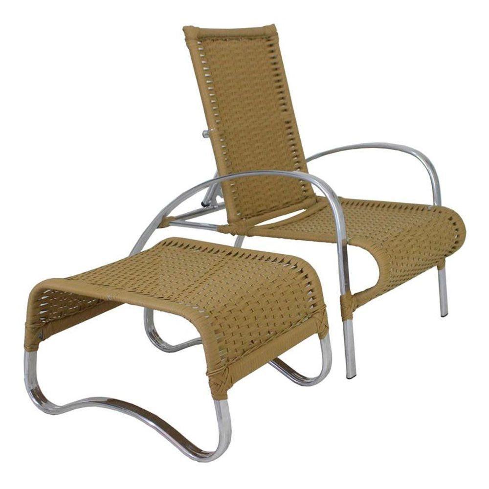 Cadeira Espreguiçadeira Com Puff Mini Garden Em Alumínio Para Área Piscina E Jardim Capuccino - 3