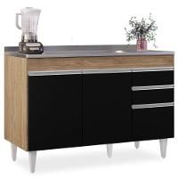 Balcão Gabinete Com Pia Inox 120cm Michigan Castanho/preto - Lumil - 2