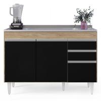 Balcão Gabinete Com Pia Inox 120cm Michigan Castanho/preto - Lumil - 3