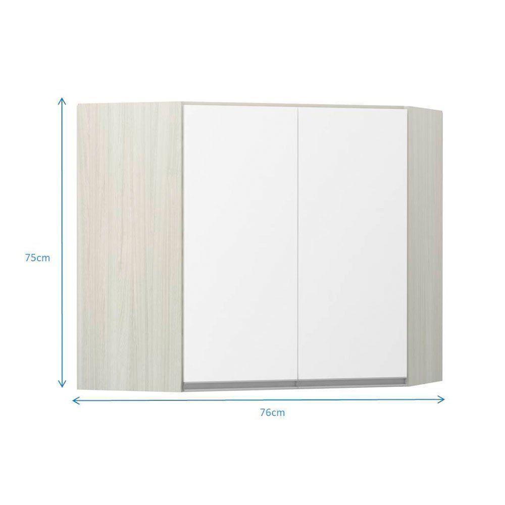 Armário De Canto Diagonal 2 Portas Lis Legno Crema C/Branco - 3