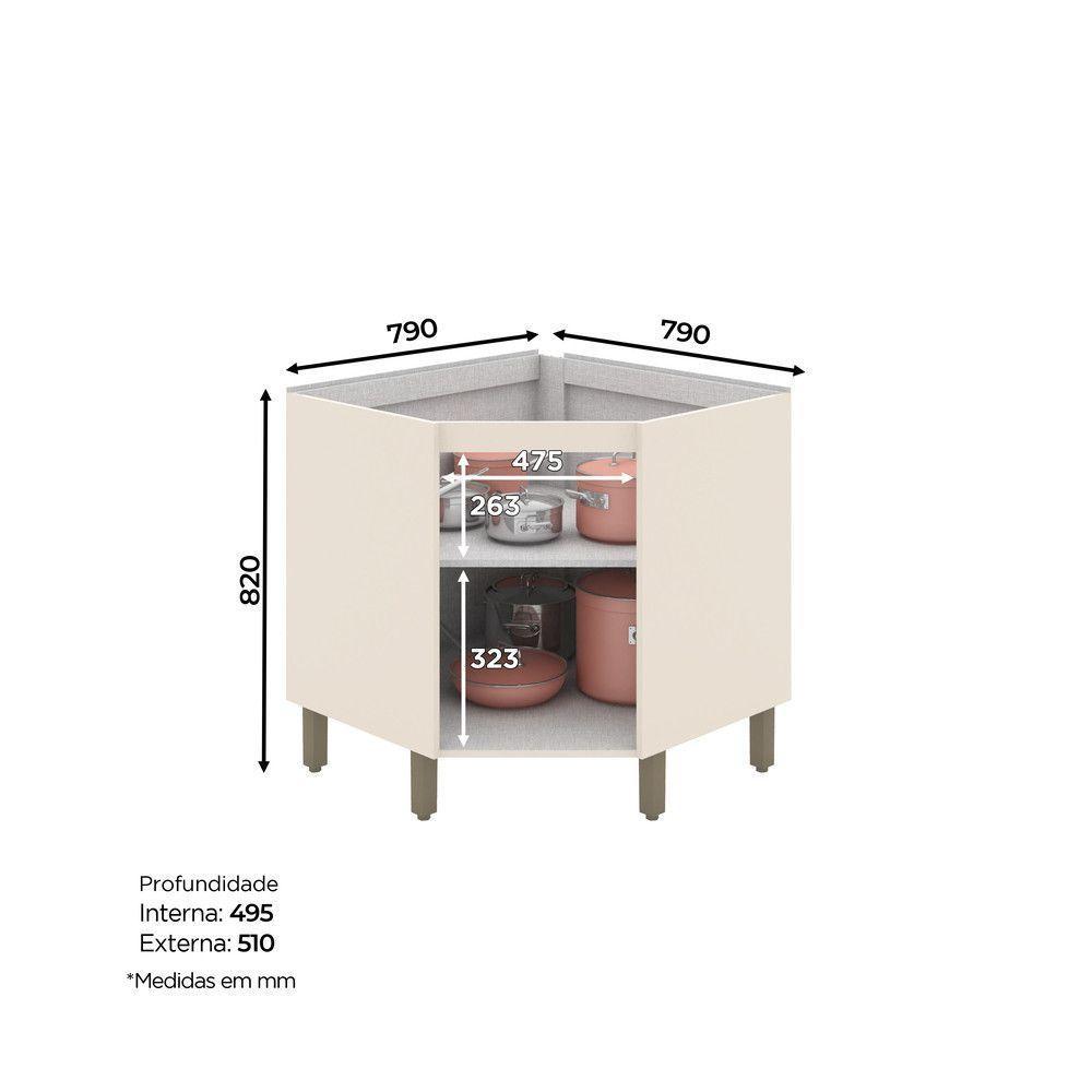 Balcão Canto Oblíquo 1 Porta Connect Henn Off White - 2