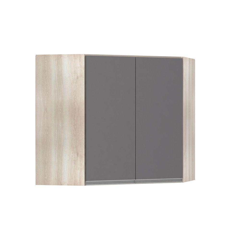 Armário De Canto Diagonal 2 Portas Lis Legno Crema C/Cinza - 1