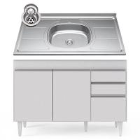 Balcão Gabinete Com Pia Inox 120cm Michigan Branco - Lumil - 1