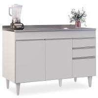 Balcão Gabinete Com Pia Inox 120cm Michigan Branco - Lumil - 2