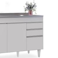 Balcão Gabinete Com Pia Inox 120cm Michigan Branco - Lumil
