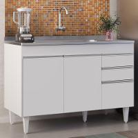 Balcão Gabinete Com Pia Inox 120cm Michigan Branco - Lumil - 7
