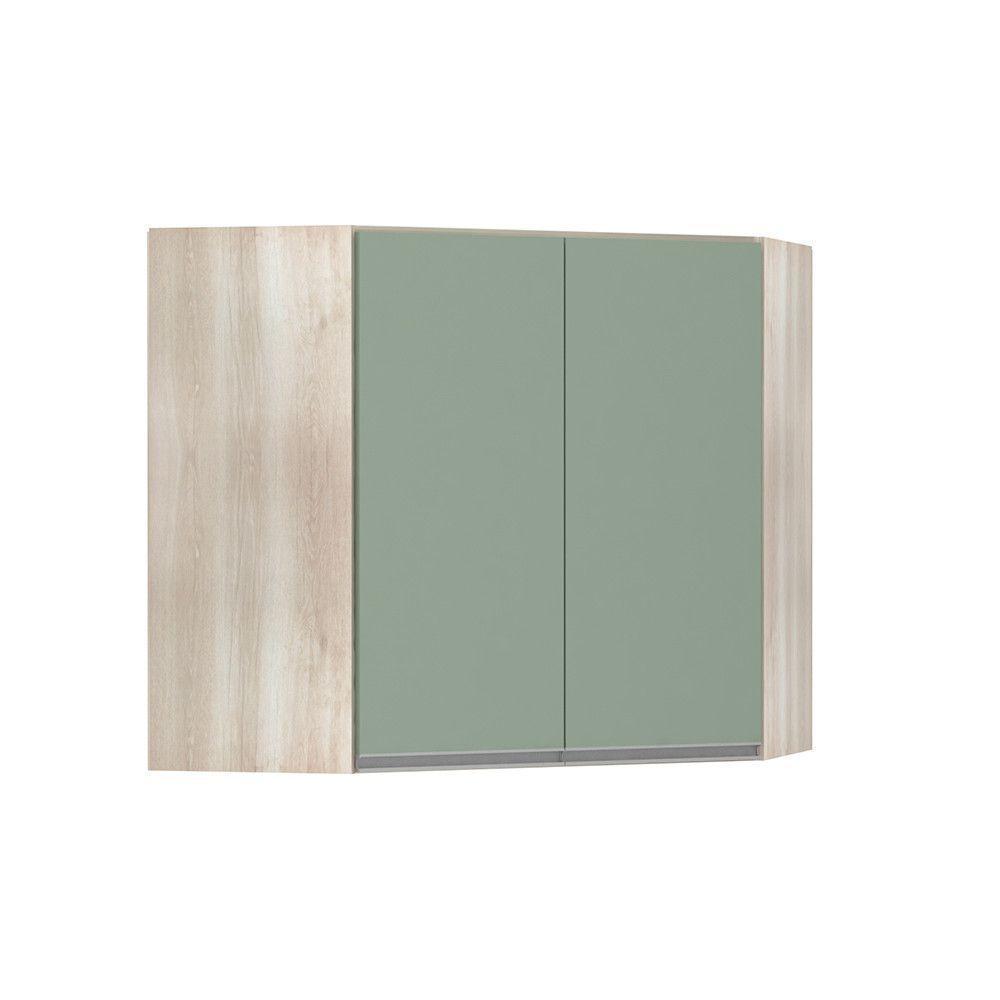 Armário De Canto Diagonal 2 Portas Lis Legno Crema C/Verde - 1