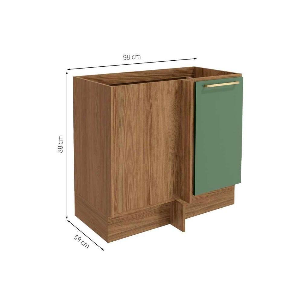 Balcão de Cozinha Canto Reto Botanic M625 c/ 1 Porta 98cm Nogueira/Fendi - Kappesberg - 4