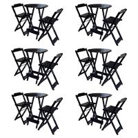 Kit 6 Jogos De Mesa Bistrô De Madeira Com 2 Cadeiras Dobravel Marrom - Marrom - 1