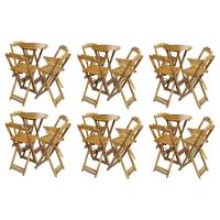 Kit 6 Jogos De Mesa Bistrô De Madeira Com 4 Cadeiras Dobravel Mel - Amarelo - 1