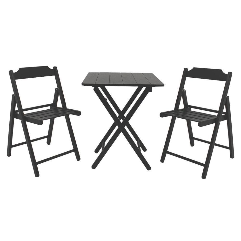 Conjunto De Mesa E Cadeiras Dobráveis Tramontina Beer Em Madeira Teca Castanho Escuro 3 Peças - 1