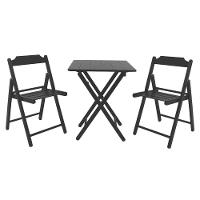Conjunto De Mesa E Cadeiras Dobráveis Tramontina Beer Em Madeira Teca Castanho Escuro 3 Peças - 1