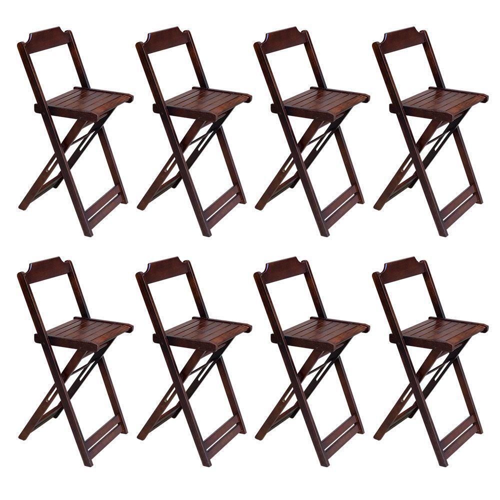 Kit 4 Jogos De Mesa Bistrô De Madeira Com 2 Cadeiras Dobravel Imbuia - Marrom - 4