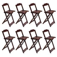 Kit 4 Jogos De Mesa Bistrô De Madeira Com 2 Cadeiras Dobravel Imbuia - Marrom - 4