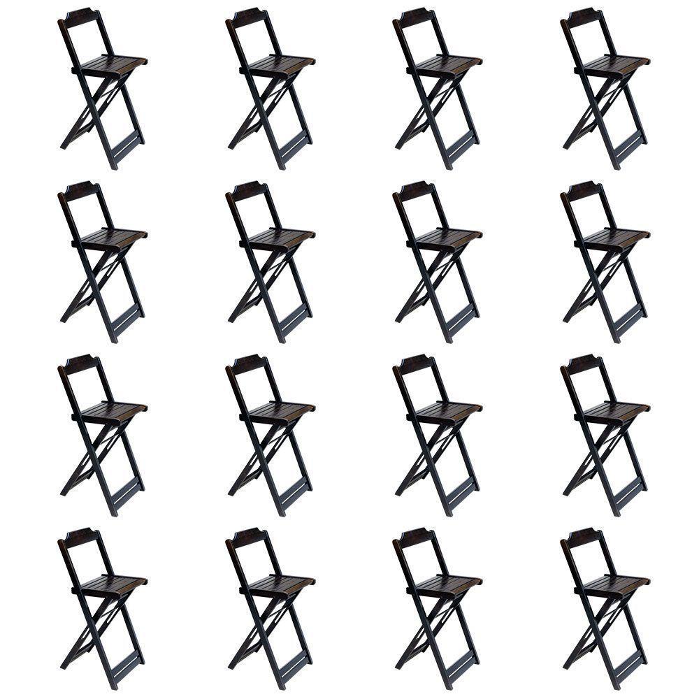 Kit 4 Jogos De Mesa Bistrô De Madeira Com 4 Cadeiras Dobravel Marrom - Marrom - 4