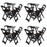 Kit 4 Jogos De Mesa Bistrô De Madeira Com 4 Cadeiras Dobravel Marrom - Marrom - 1