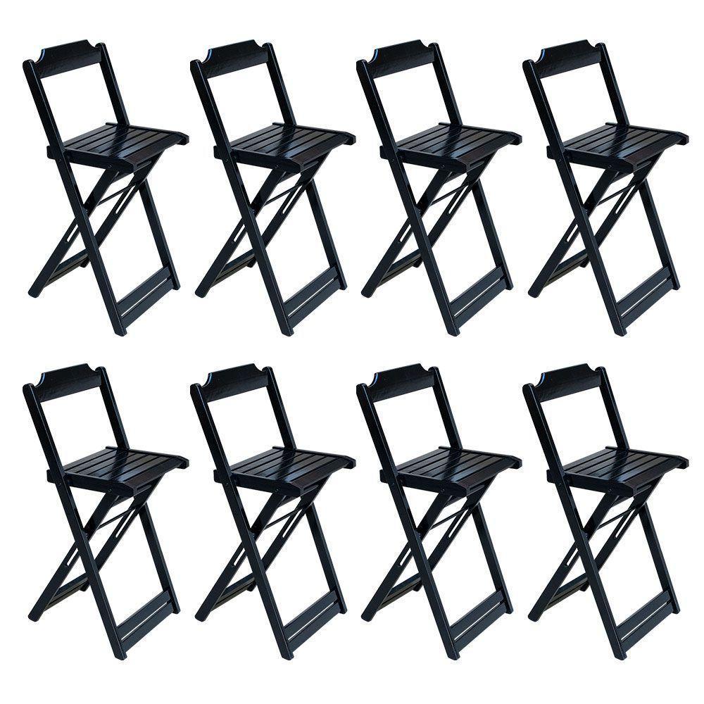 Kit 4 Jogos De Mesa Bistrô De Madeira Com 2 Cadeiras Dobravel Preto - Preto - 4