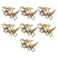 Kit 7 Jogos De Mesa Dobravel Com 2 Cadeiras De Madeira 70X70 Para Restaurante E Bar - Mel - 1
