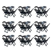 Kit 9 Jogos De Mesa Dobravel Com 4 Cadeiras De Madeira 70X70 Para Restaurante E Bar - Preto - 1