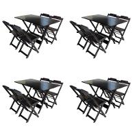 Kit 4 Conjuntos De Mesa Com 4 Cadeiras De Madeira Dobravel 120X70 Marrom - Marrom - 1