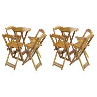 Kit 2 Jogos De Mesa Bistrô De Madeira Com 4 Cadeiras Dobravel Mel - Amarelo - 1