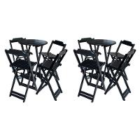 Kit 2 Jogos De Mesa Bistrô De Madeira Com 4 Cadeiras Dobravel Preto - Preto - 1