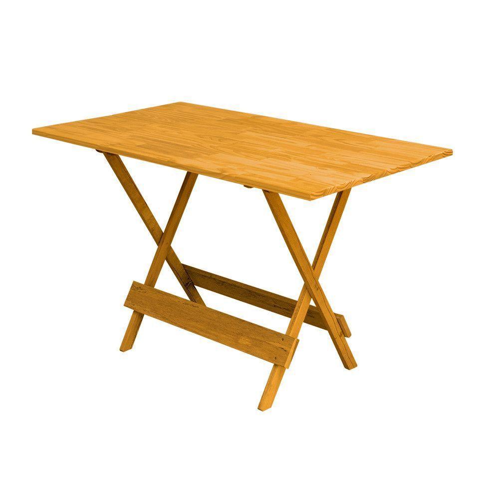Jogo De Mesa Dobrável 120X70 Em Madeira Padrão C/6 Cadeiras - Mel - Marrom - 2