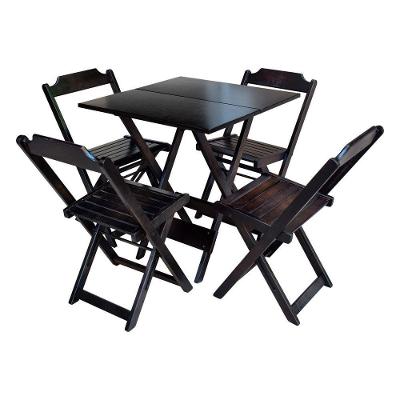 Jogo De Mesa Com 4 Cadeiras De Madeira Dobravel 70X70 - Tabaco - Marrom