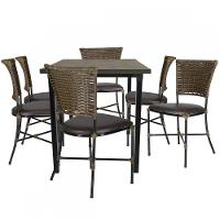 Jogo Mesa E 6 Cadeiras Fibra Argila Com Marrom - 1