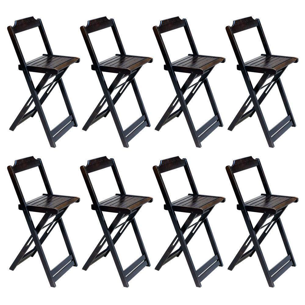 Kit 2 Jogos De Mesa Bistrô De Madeira Com 4 Cadeiras Dobravel Marrom - Marrom - 4