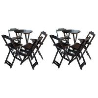 Kit 2 Jogos De Mesa Bistrô De Madeira Com 4 Cadeiras Dobravel Marrom - Marrom - 1