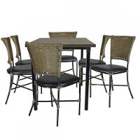 Jogo Mesa E 6 Cadeiras Fibra Pequi Com Preto - 1