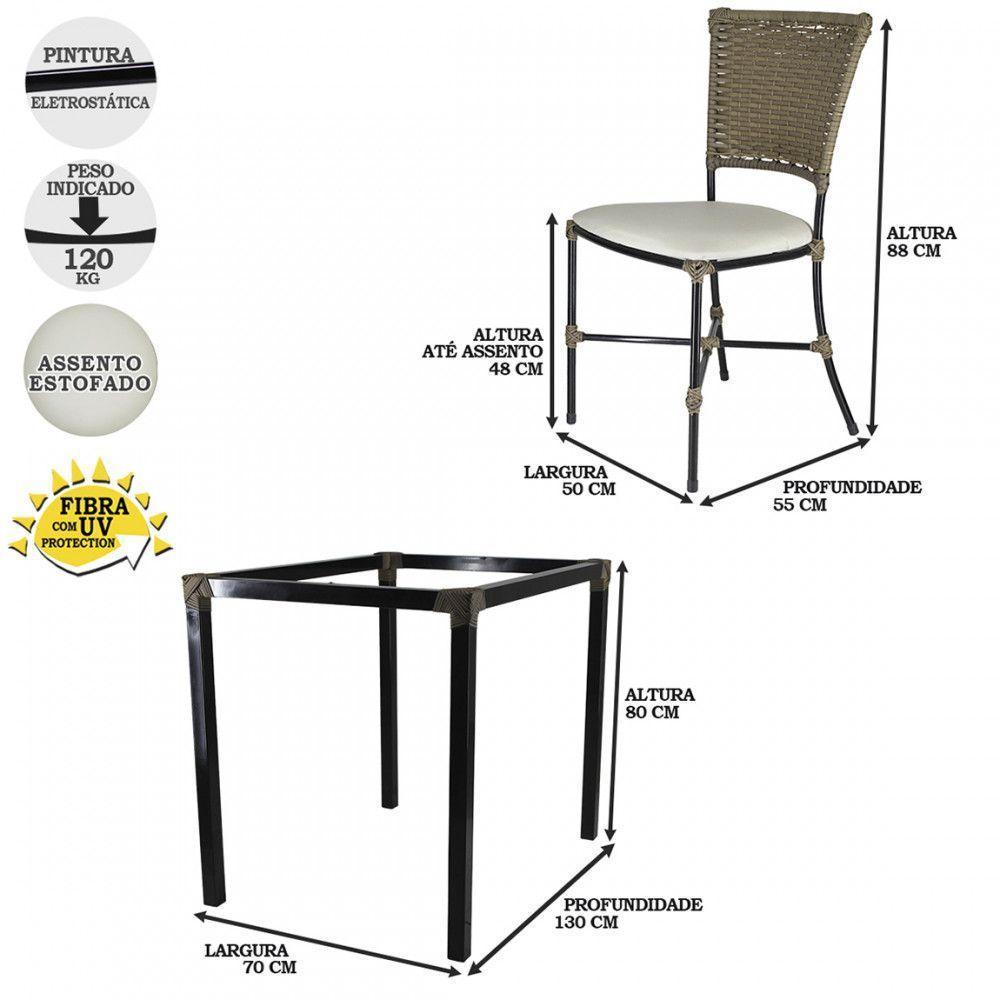 Jogo Mesa E 6 Cadeiras Fibra Pequi Com Branco Gelo - 2