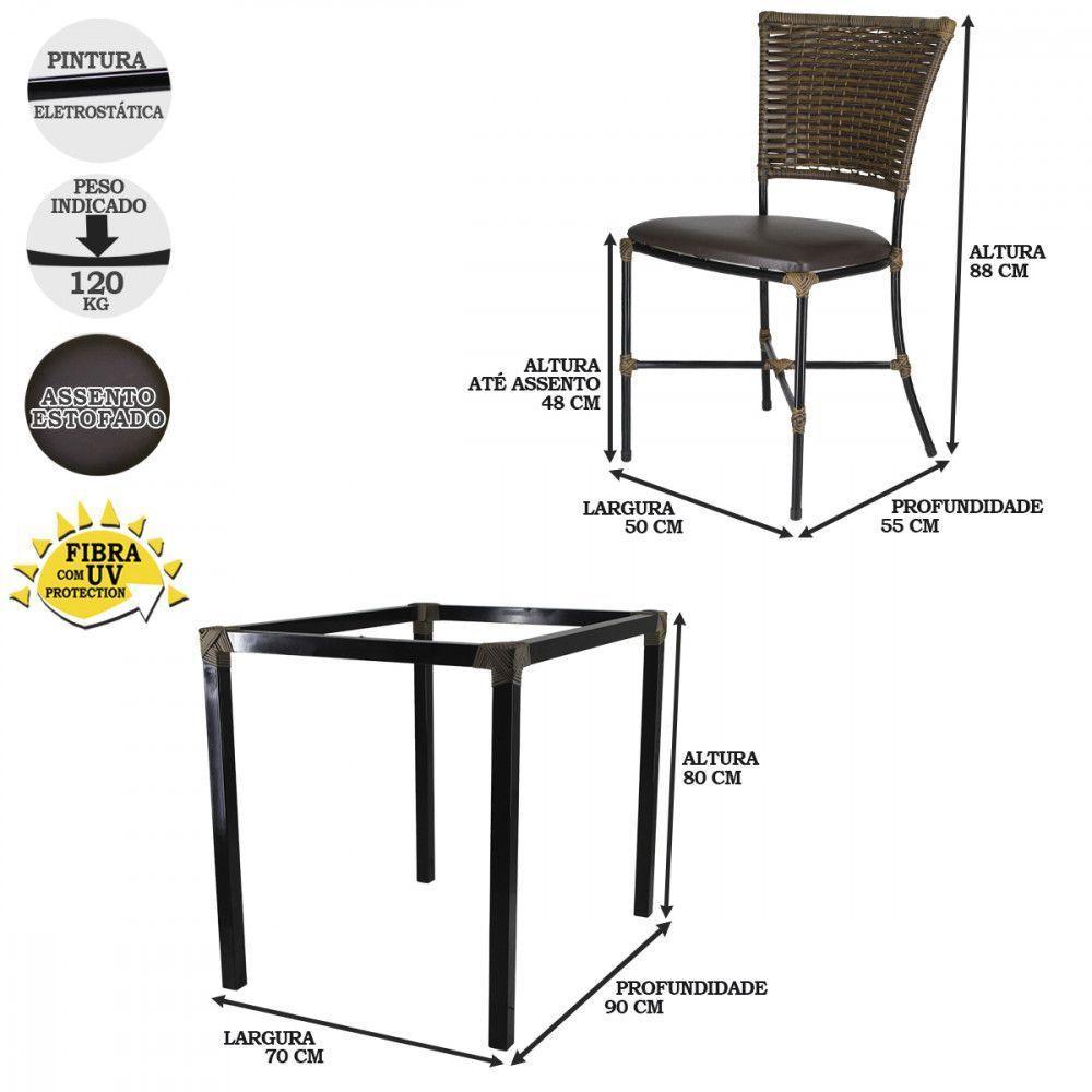 Jogo Mesa E 4 Cadeiras Fibra Argila Com Marrom - 2