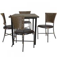 Jogo Mesa E 4 Cadeiras Fibra Argila Com Marrom - 1