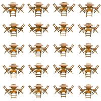 Kit 20 Jogos De Mesa Dobravel Com 4 Cadeiras Tampo Redondo 70X70 Mel - Amarelo - 1