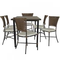 Jogo Mesa E 6 Cadeiras Fibra Argila Com Branco Gelo - 1