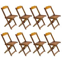 Kit 2 Conjuntos De Mesa Com 4 Cadeiras De Madeira Dobravel 70X70 Mel - Amarelo - 4