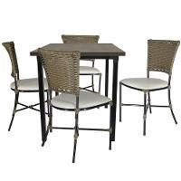 Jogo Mesa E 4 Cadeiras Fibra Pequi Com Branco Gelo - 1