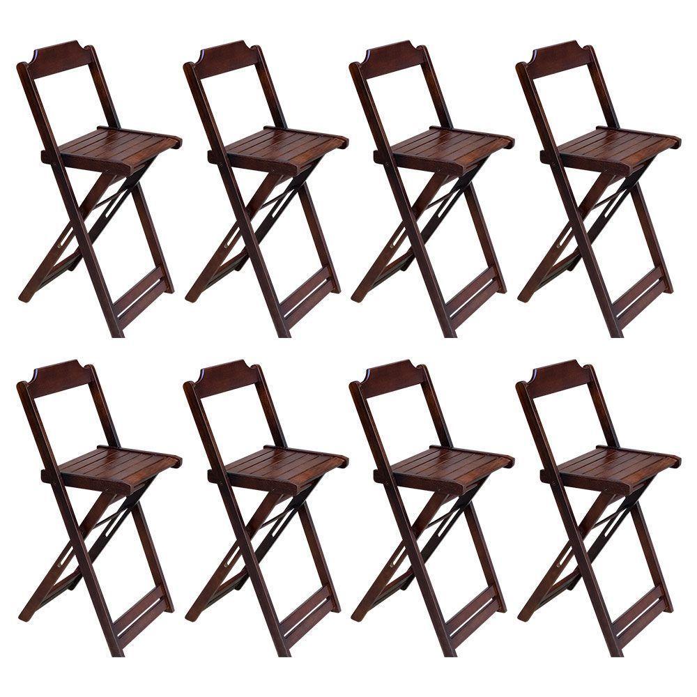 Kit 2 Jogos De Mesa Bistrô De Madeira Com 4 Cadeiras Dobravel Imbuia - Marrom - 4