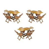 Kit 3 Conjuntos De Mesa Dobravel Com 4 Cadeiras De Madeira 120X70 Para Restaurante E Bar - Imbuia - 1