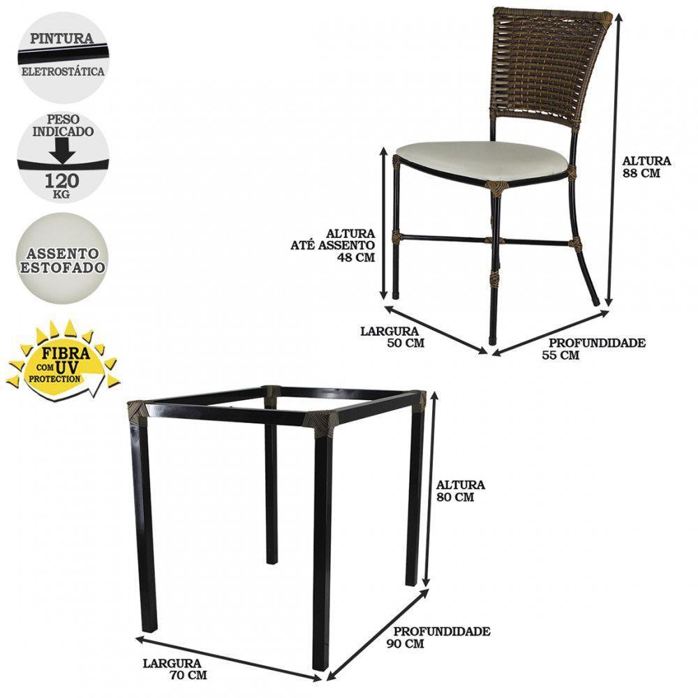 Jogo Mesa E 4 Cadeiras Fibra Argila Com Branco Gelo - 2