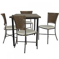 Jogo Mesa E 4 Cadeiras Fibra Argila Com Branco Gelo - 1