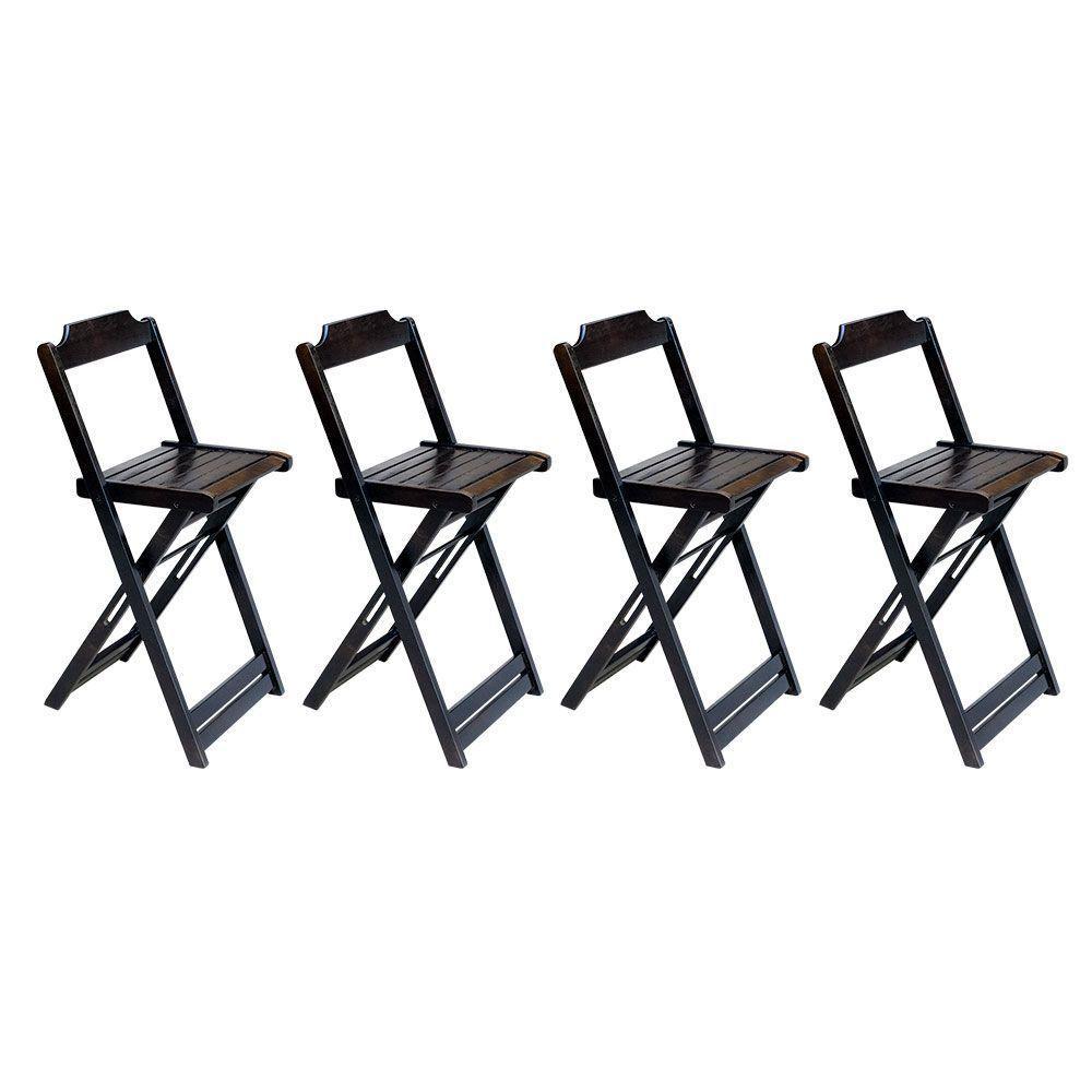 Kit 2 Jogos De Mesa Bistrô De Madeira Com 2 Cadeiras Dobravel Marrom - Marrom - 4