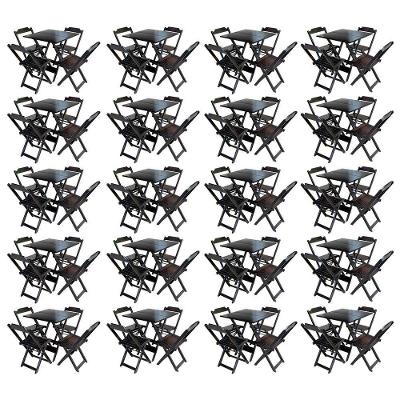 Kit 20 Jogos De Mesa Com 4 Cadeiras De Madeira Dobravel 60X60 - Marrom - Marrom