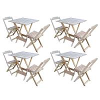 Kit 4 Conjuntos De Mesa Dobravel Com 2 Cadeiras De Madeira 70x70 - Sem Pintura - 1