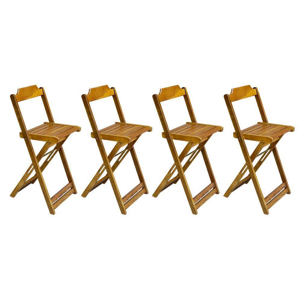 Kit 2 Jogos De Mesa Bistrô De Madeira Com 2 Cadeiras Dobravel Mel - Amarelo - 4