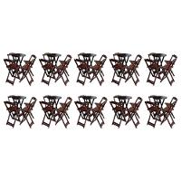 Kit 10 Jogos De Mesa Bistrô De Madeira Com 4 Cadeiras Dobravel Imbuia - Marrom - 1